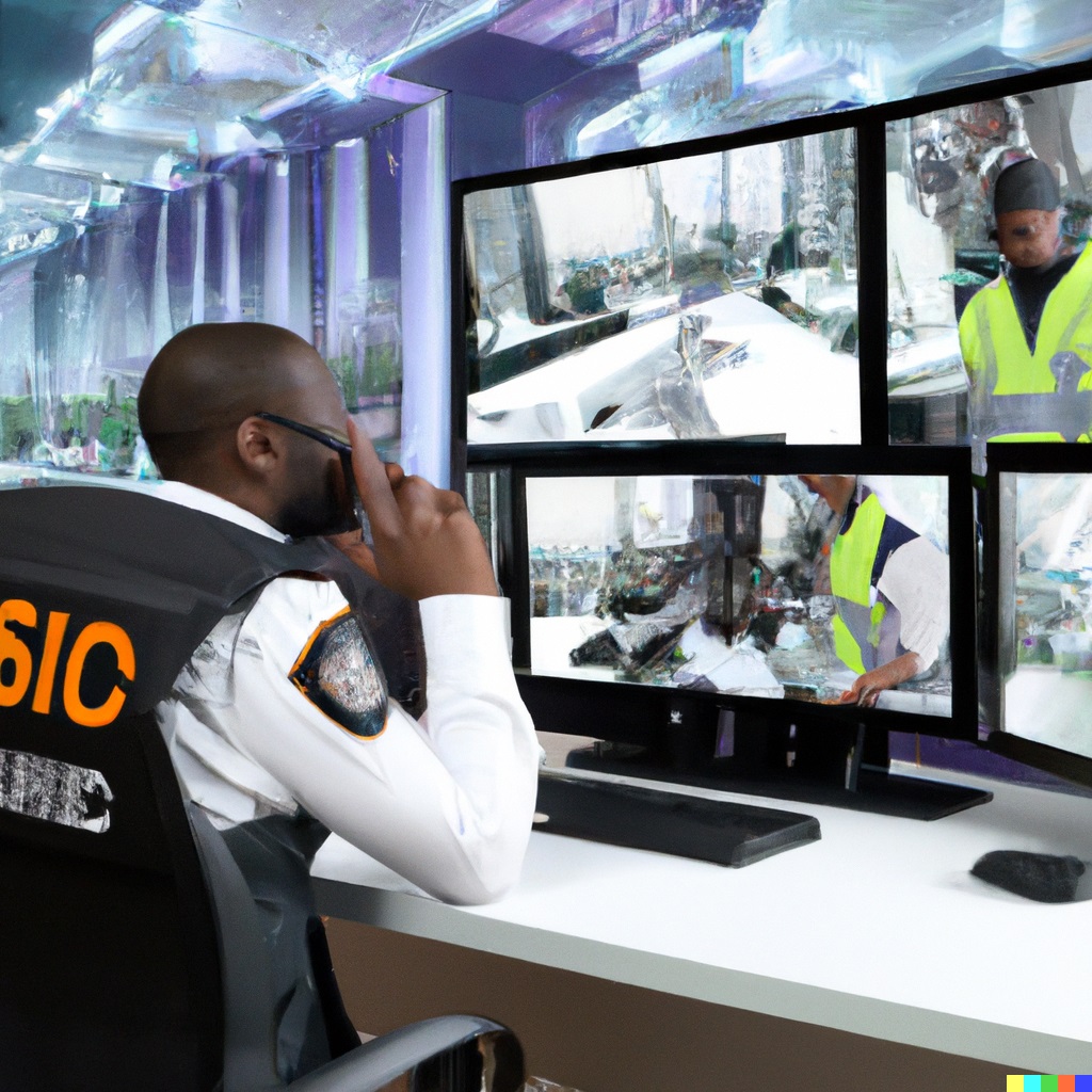 Security Professional monitoring screens